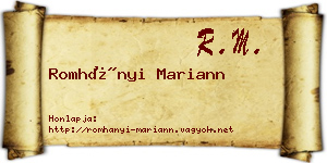 Romhányi Mariann névjegykártya